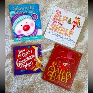 Children's lot of Christmas books, 3 stories & 1 activity book (unused), elf